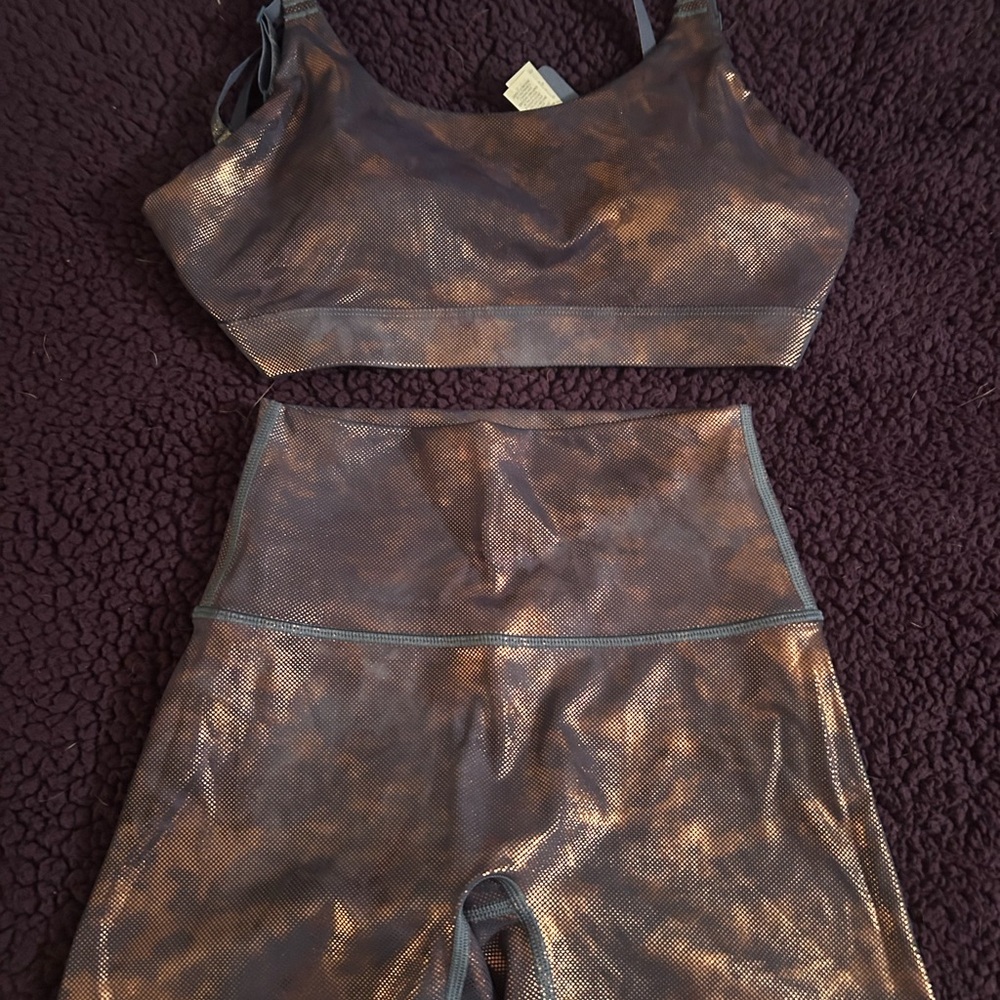 Aerie Shimmering Copper Sports Bra Set